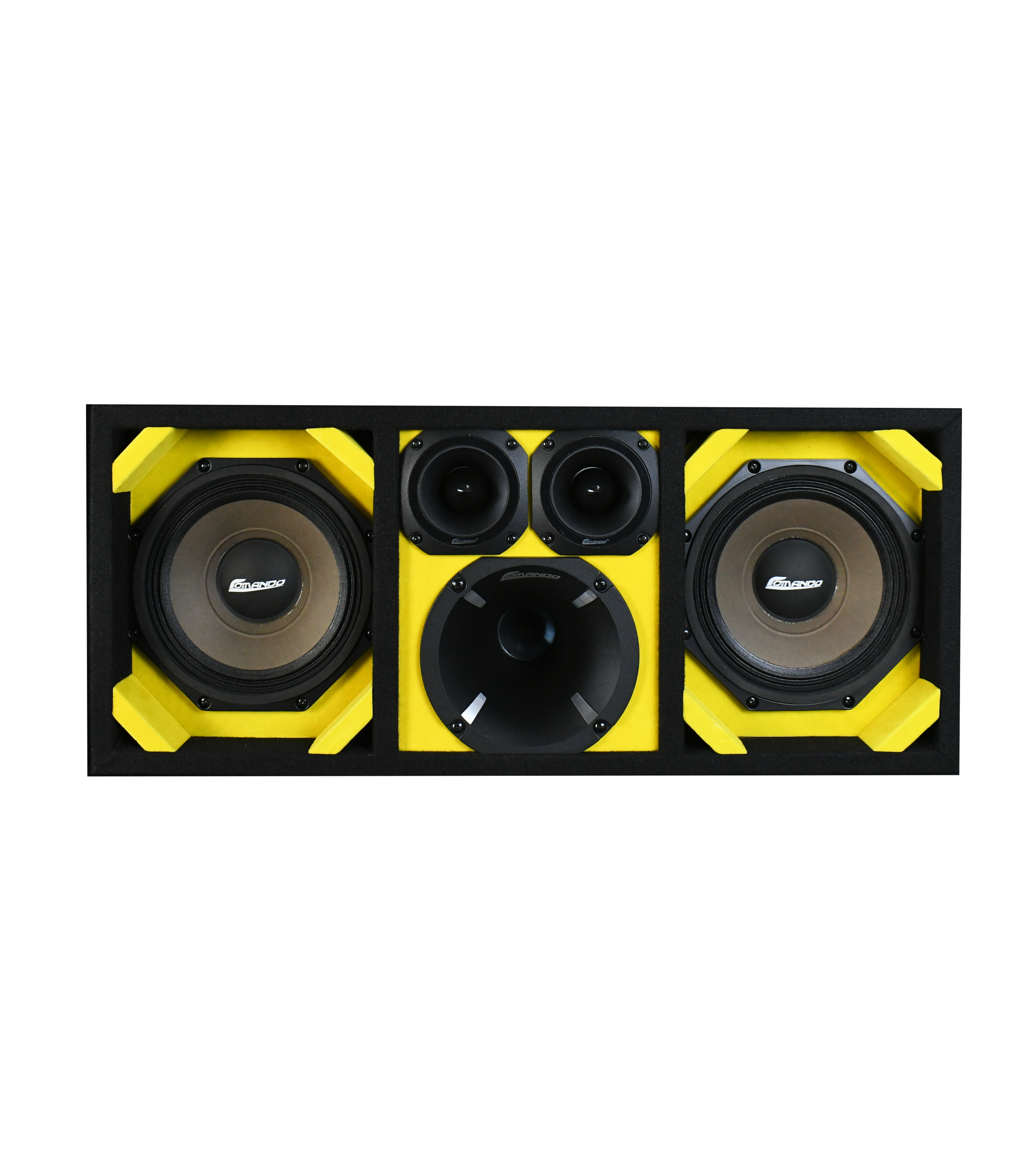 KTPON-208YELLOW / DUAL 8'' YELLOW/BLACK LOADED PORTED BOX (Tweeters + –  Comando Audio Inc.