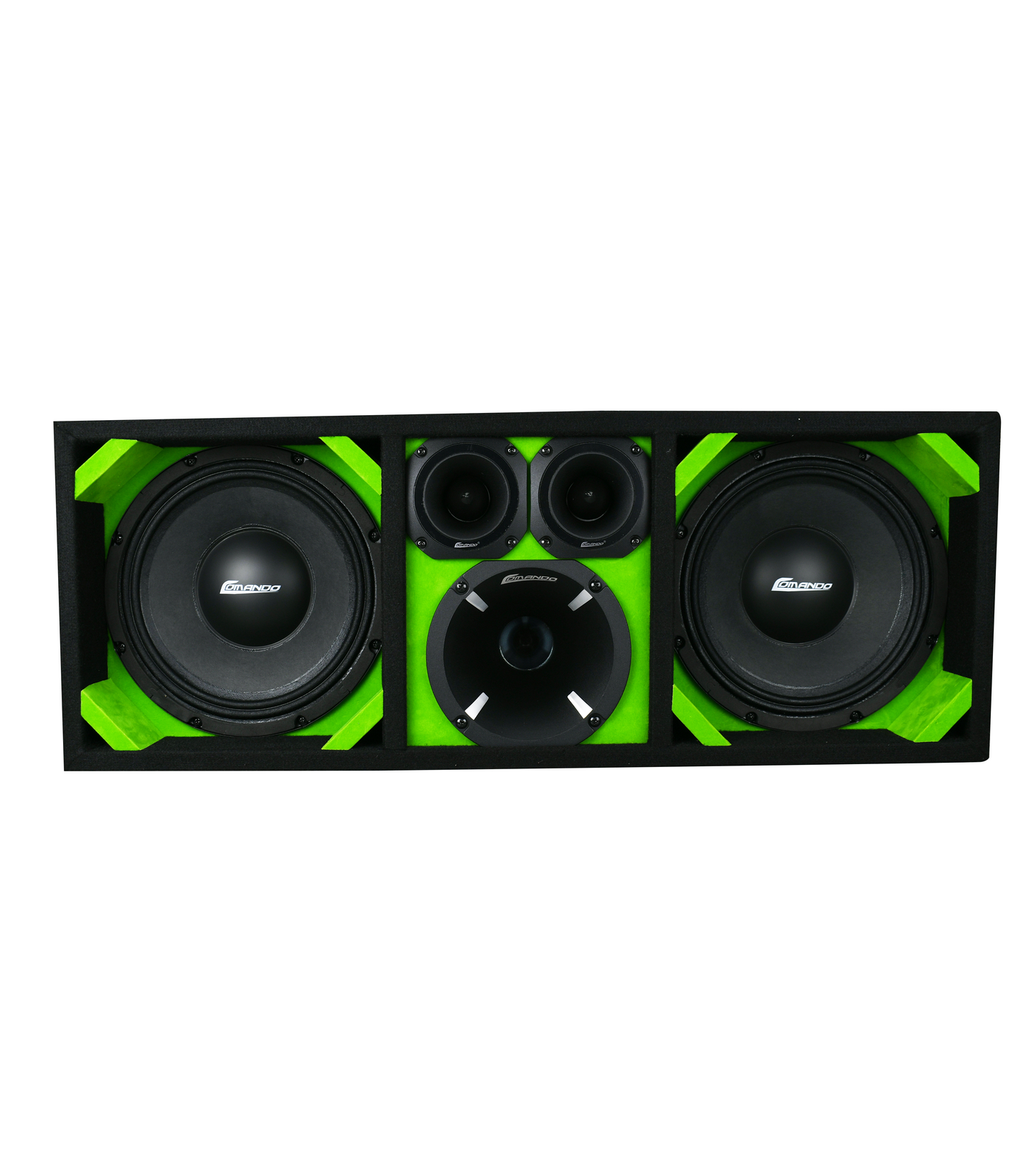 KTPON-210LIME / DUAL 10" LIME/BLACK  LOADED PORTED  BOX (With Tweeters + Driver)