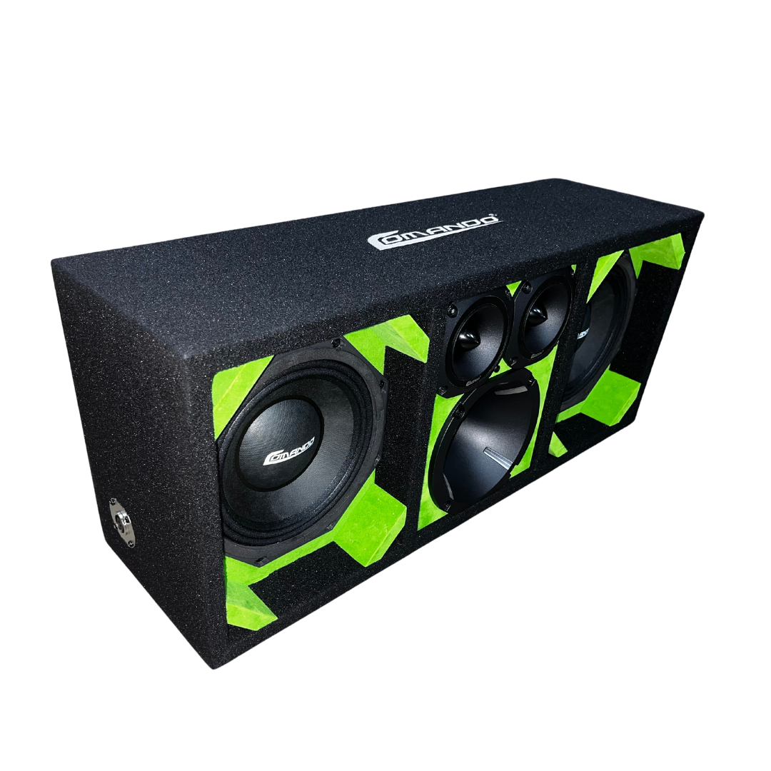 KTPON-208LIME/ DUAL 8'' LIME/BLACK LOADED PORTED ENCLOSED BOX (Tweeters + Driver)