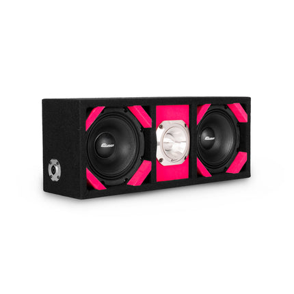 KTPONV2-206PINK / DUAL 6" PINK LOADED PORTED BOX + 1 TWEETER - Comando Audio Inc.