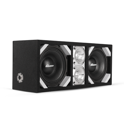 KTPONV2-208WHITE / DUAL 8" WHITE LOADED PORTED BOX + 2 TWEETER - Comando Audio Inc.