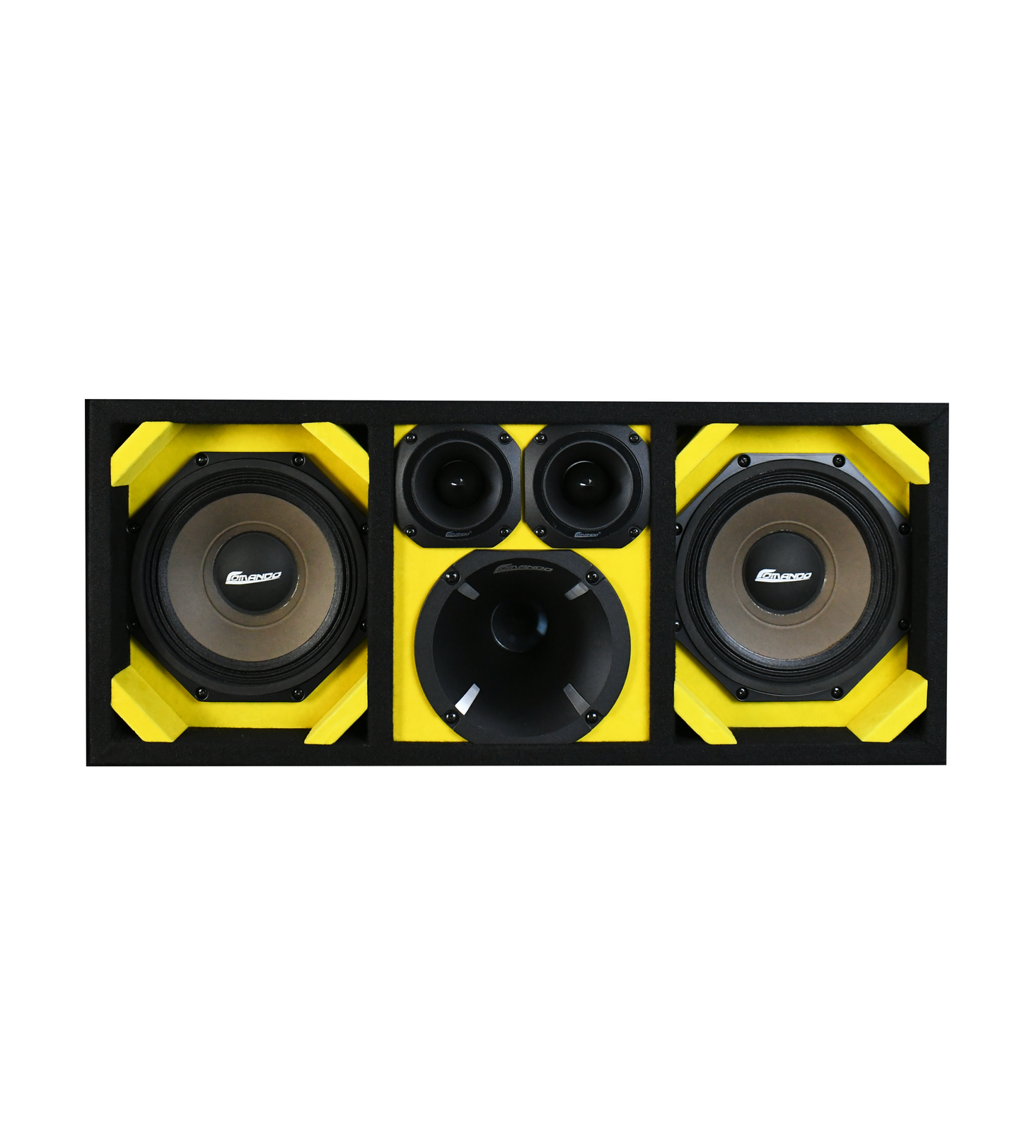 KTPON-208YELLOW / DUAL 8'' YELLOW/BLACK LOADED PORTED  BOX (Tweeters + Driver)