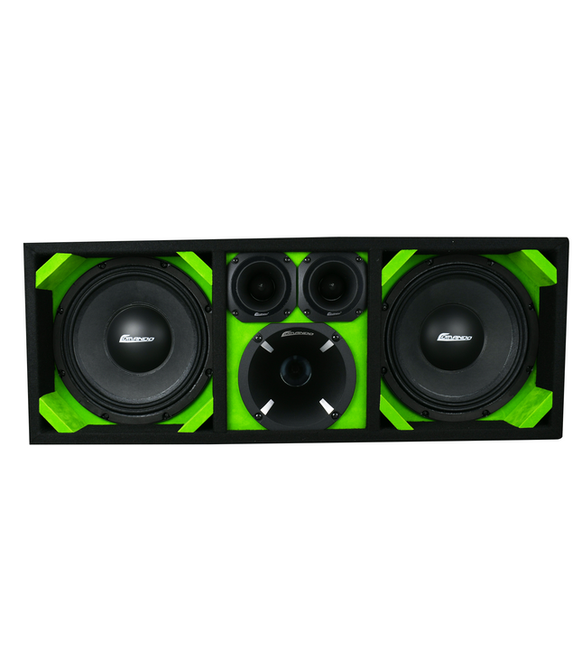 KTPON-210LIME / DUAL 10" LIME/BLACK  LOADED PORTED  BOX (With Tweeters + Driver)