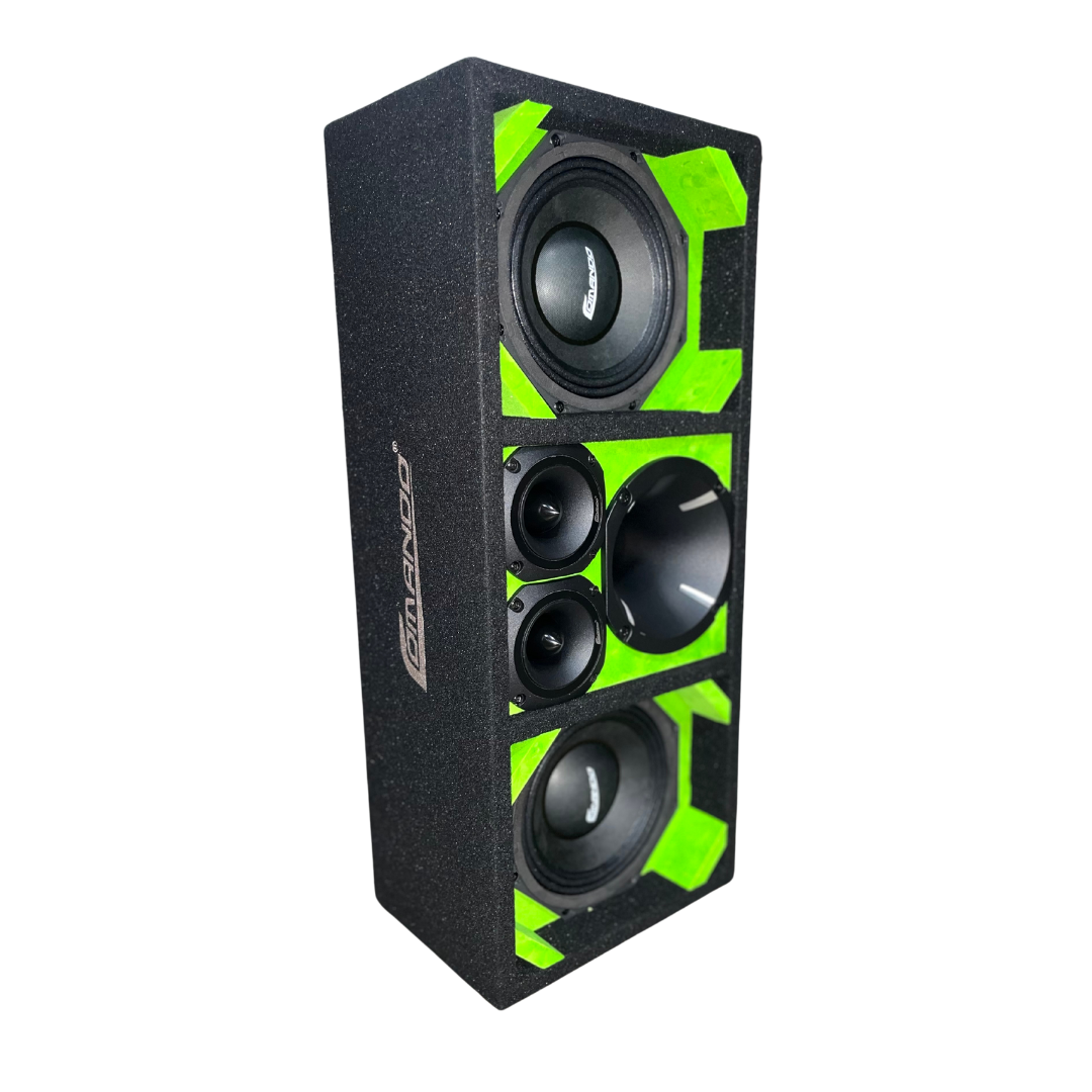 KTPON-208LIME/ DUAL 8'' LIME/BLACK LOADED PORTED ENCLOSED BOX (Tweeters + Driver)