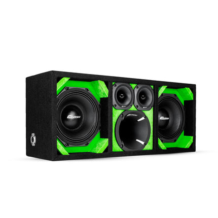 KTPON-208LIME/ DUAL 8'' LIME/BLACK LOADED PORTED ENCLOSED BOX (Tweeters + Driver)