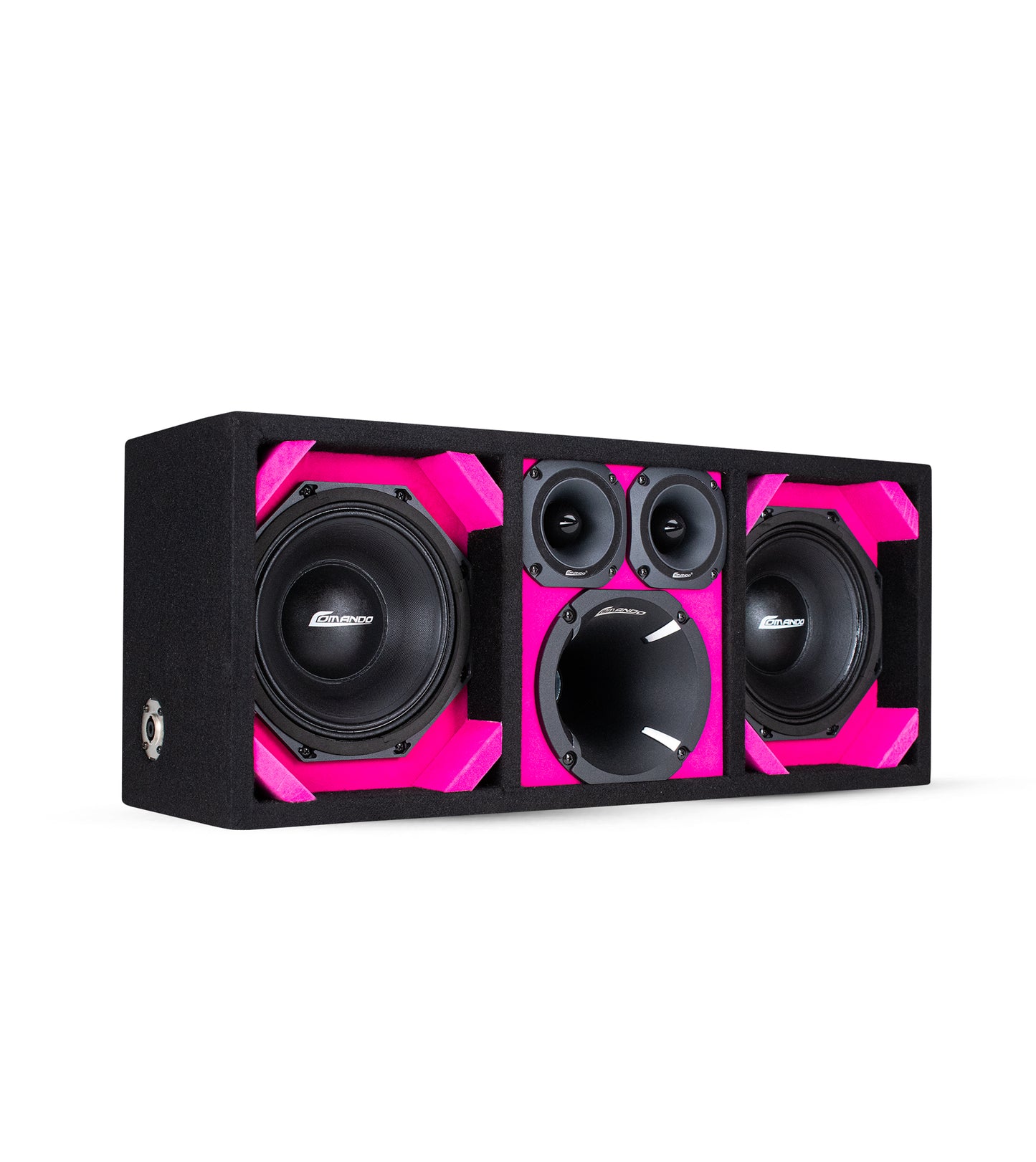 KTPON-208PINK / DUAL 8'' PINK/BLACK ENCLOSED LOADED PORTED BOX (With Tweeters + Driver)