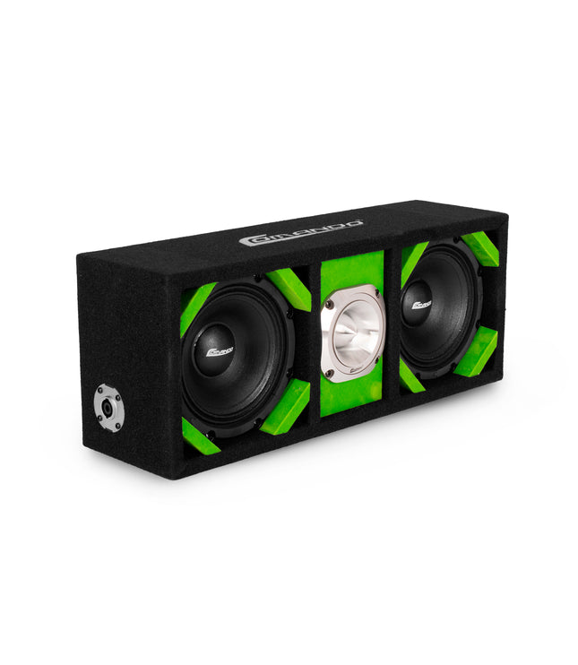 KTPONV2-206LIME / DUAL 6" LIME LOADED PORTED BOX + 1 TWEETER