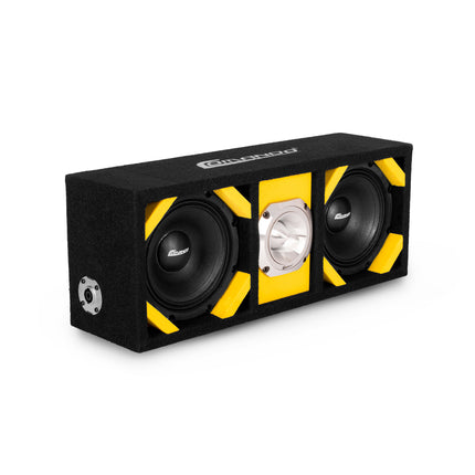 KTPONV2-206YELLOW / DUAL 6" YELLOW LOADED PORTED BOX + 1 TWEETER