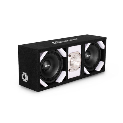 KTPONV2-206WHITE / DUAL 6" WHITE LOADED PORTED BOX + 1 TWEETER