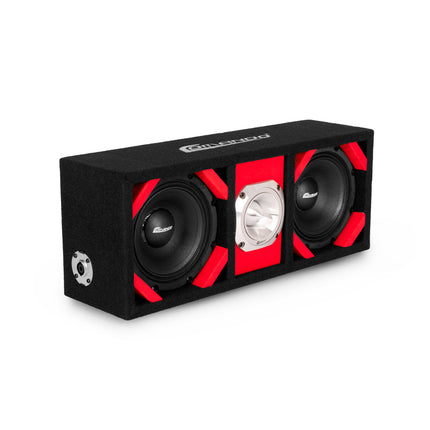 KTPONV2-206RED / DUAL 6" RED LOADED PORTED BOX + 1 TWEETER