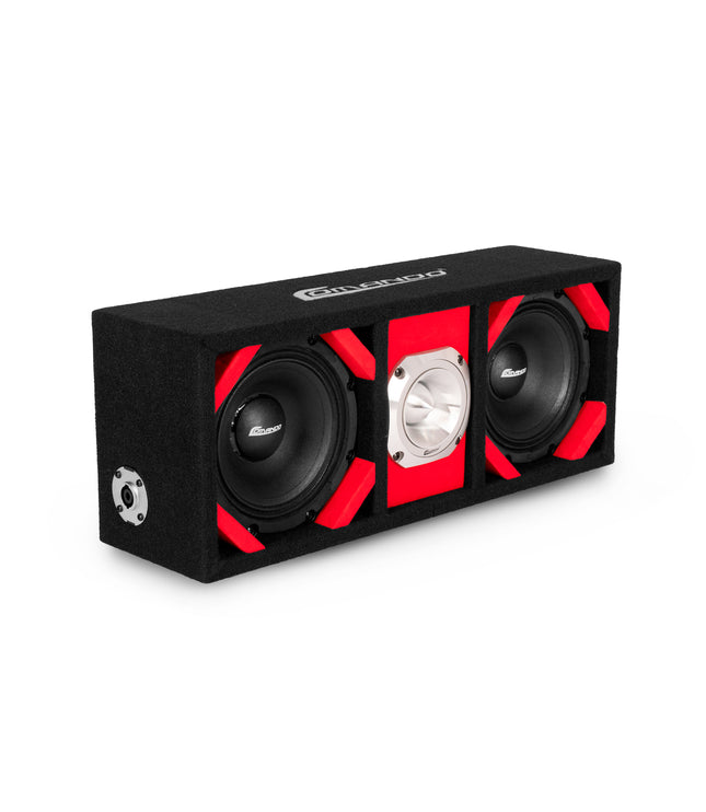 KTPONV2-206RED / DUAL 6" RED LOADED PORTED BOX + 1 TWEETER