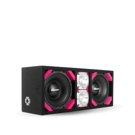 KTPONV2-208PINK / CAJA CON PUERTO CARGADO DOBLE DE 8" ROSA + 2 TWEETER