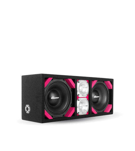 KTPONV2-208PINK / DUAL 8" PINK LOADED PORTED BOX + 2 TWEETER