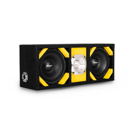 KTPONV2-206YELLOW / DUAL 6" YELLOW LOADED PORTED BOX + 1 TWEETER