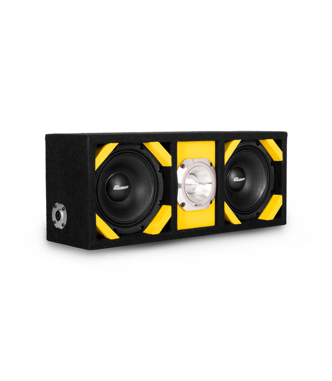 KTPONV2-206YELLOW / DUAL 6" YELLOW LOADED PORTED BOX + 1 TWEETER