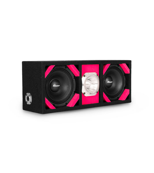 KTPONV2-206PINK / DUAL 6" PINK LOADED PORTED BOX + 1 TWEETER