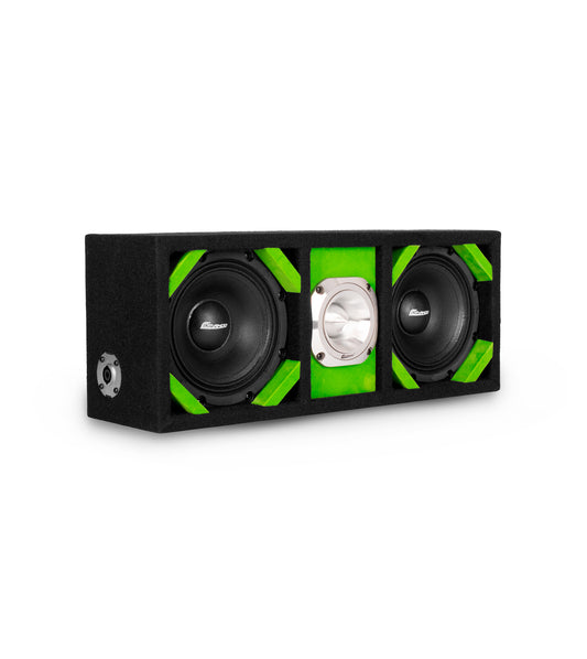 KTPONV2-206LIME / DUAL 6" LIME LOADED PORTED BOX + 1 TWEETER