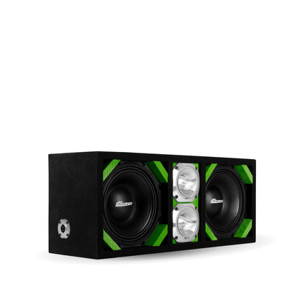 KTPONV2-208LIME / DUAL 8" LIME LOADED PORTED BOX + 2 TWEETER