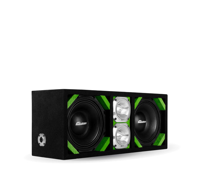 KTPONV2-208LIME / DUAL 8" LIME LOADED PORTED BOX + 2 TWEETER - Comando Audio Inc.