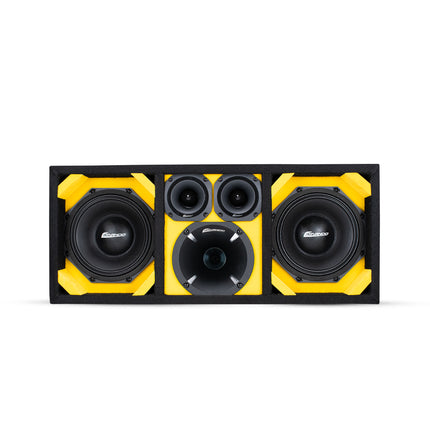 KTPON-208YELLOW / CAJA CON PUERTO CARGADO DOBLE DE 8'' AMARILLA/NEGRA (Tweeters + Driver) 