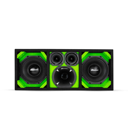 KTPON-208LIME/ DUAL 8'' LIME/BLACK LOADED PORTED ENCLOSED BOX (Tweeters + Driver)