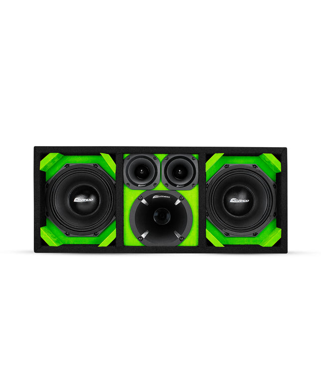 KTPON-208LIME/ CAJA CERRADA CON PUERTO CARGADO DOBLE DE 8'' EN COLOR LIME/NEGRO (Tweeters + Driver)