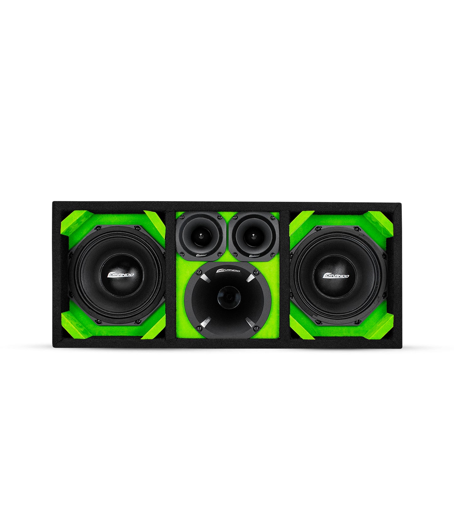 KTPON-208LIME/ DUAL 8'' LIME/BLACK LOADED PORTED ENCLOSED BOX (Tweeters + Driver)