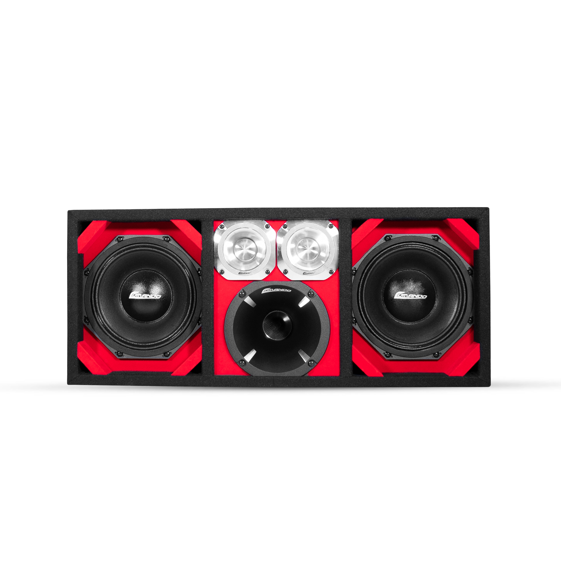 KTPON-208RED / DUAL 8'' RED/BLACK ENCLOSED LOADED PORTED BOX (Tweeters ...
