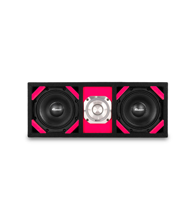 KTPONV2-206PINK / DUAL 6" PINK LOADED PORTED BOX + 1 TWEETER