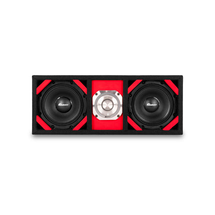 KTPONV2-206RED / DUAL 6" RED LOADED PORTED BOX + 1 TWEETER