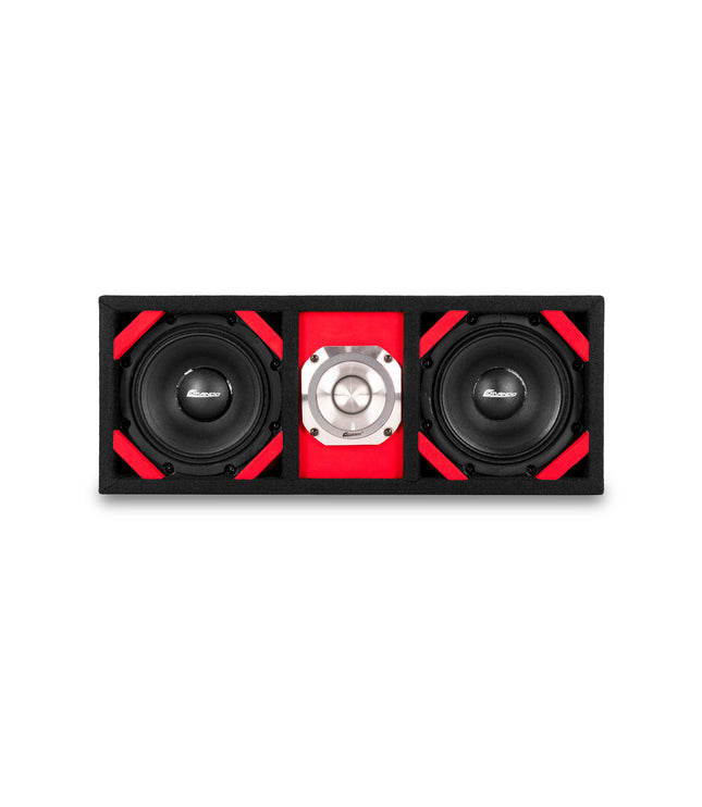 KTPONV2-206RED / DUAL 6" RED LOADED PORTED BOX + 1 TWEETER