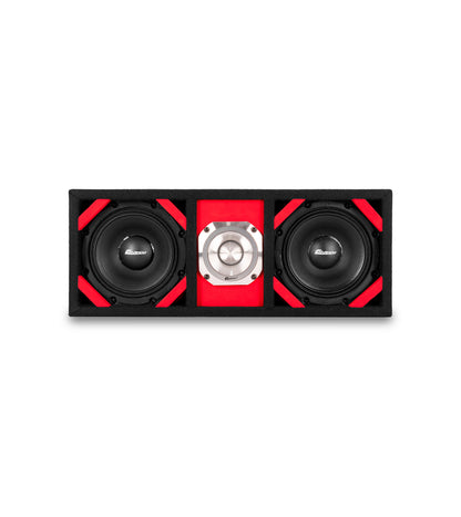 KTPONV2-206RED / DUAL 6" RED LOADED PORTED BOX + 1 TWEETER