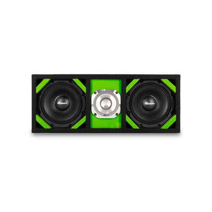 KTPONV2-206LIME / DUAL 6" LIME LOADED PORTED BOX + 1 TWEETER