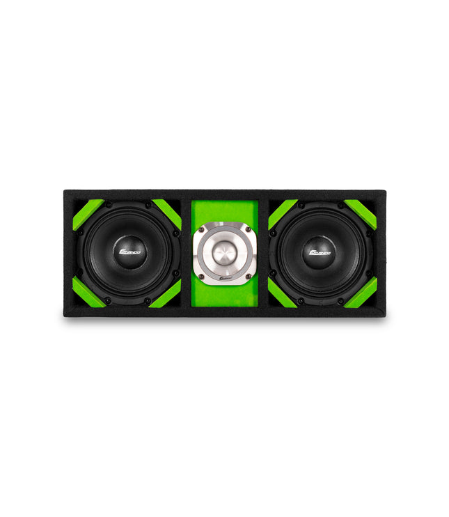 KTPONV2-206LIME / DUAL 6" LIME LOADED PORTED BOX + 1 TWEETER