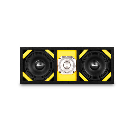 KTPONV2-206YELLOW / DUAL 6" YELLOW LOADED PORTED BOX + 1 TWEETER