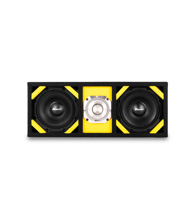 KTPONV2-206YELLOW / DUAL 6" YELLOW LOADED PORTED BOX + 1 TWEETER