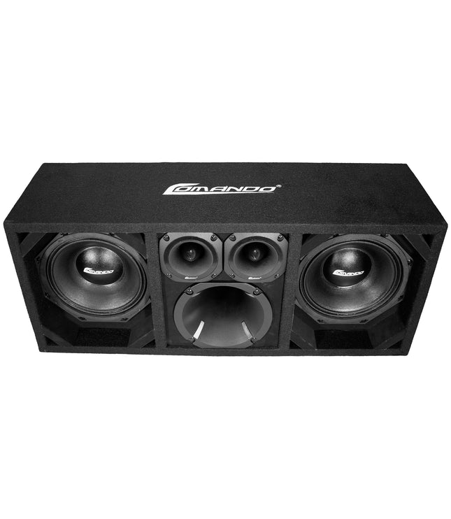 KTPON-208FULLBK / DUAL 8" BLACK/BLACK  LOADED PORTED BOX (With Tweeters + Driver)