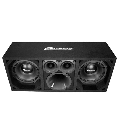 KTPON-208FULLBK / DUAL 8" BLACK/BLACK  LOADED PORTED BOX (With Tweeters + Driver)