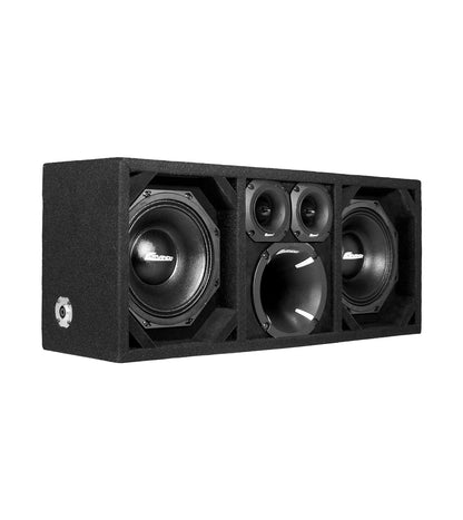 KTPON-208FULLBK / DUAL 8" BLACK/BLACK  LOADED PORTED BOX (With Tweeters + Driver)