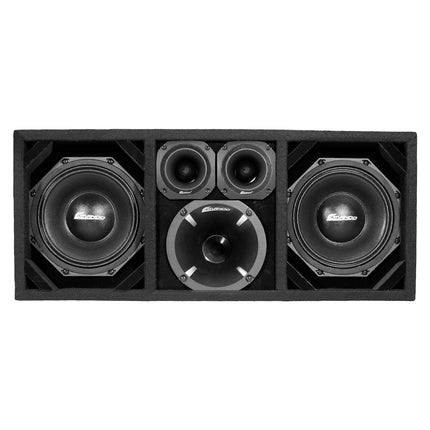 KTPON-208FULLBK / CAJA CON PUERTO CARGADO NEGRO/NEGRO DUAL DE 8" (con tweeters + controlador)