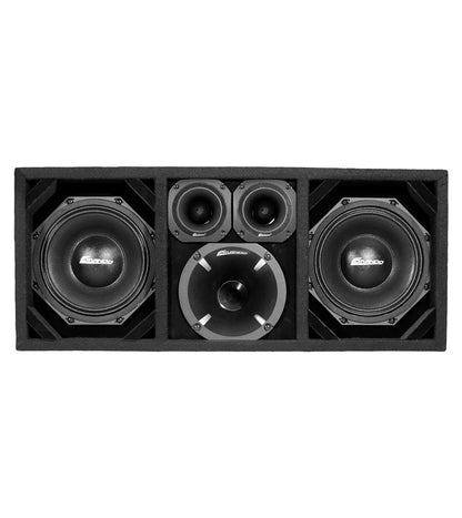 KTPON-208FULLBK / DUAL 8" BLACK/BLACK  LOADED PORTED BOX (With Tweeters + Driver)