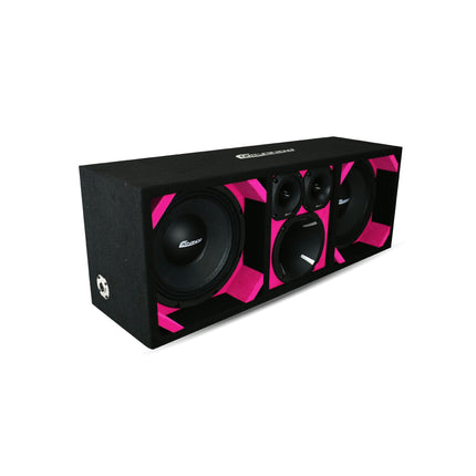 KTPON-210PINK / DUAL 10" PINK/BLACK LOADED PORTED BOX (With Tweeters + Driver)