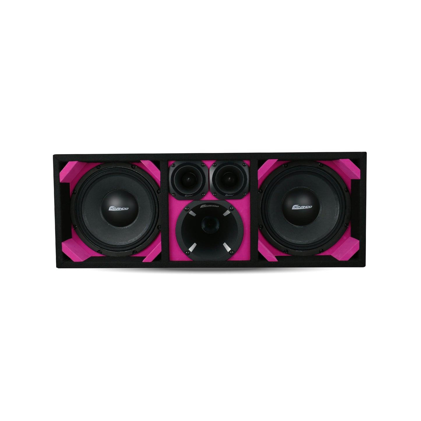 KTPON-210PINK / DUAL 10" PINK/BLACK LOADED PORTED BOX (With Tweeters + Driver)