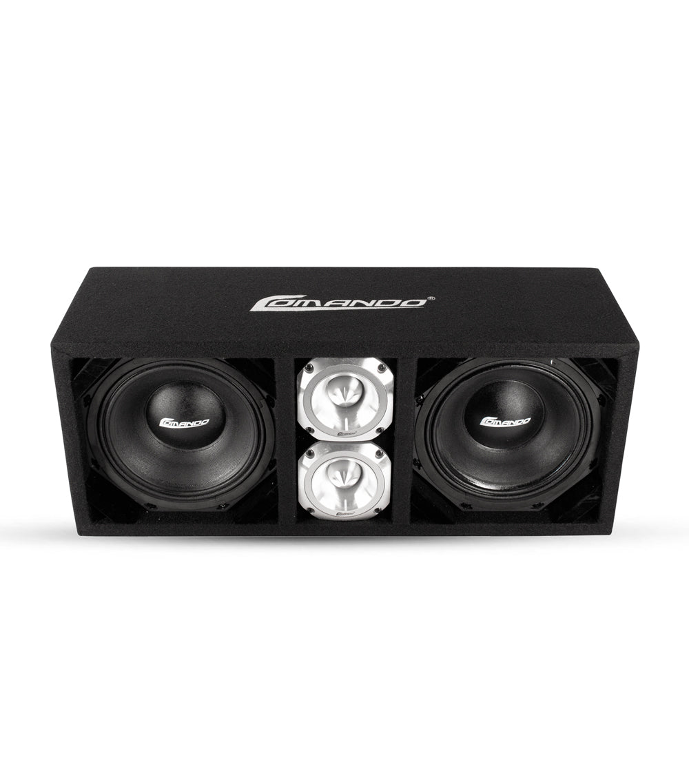 KTPONV2-208BLACK / DUAL 8" BLACK LOADED PORTED BOX + 2 TWEETER