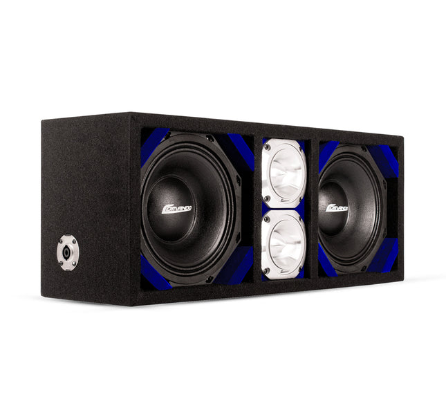 KTPONV2-208BLUE / DUAL 8" BLUE LOADED PORTED BOX + 2 TWEETER - Comando Audio Inc.