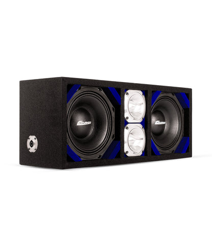 KTPONV2-208BLUE / DUAL 8" BLUE LOADED PORTED BOX + 2 TWEETER