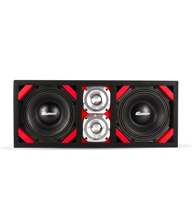 KTPONV2-208RED / DUAL 8" RED LOADED PORTED BOX + 2 TWEETER