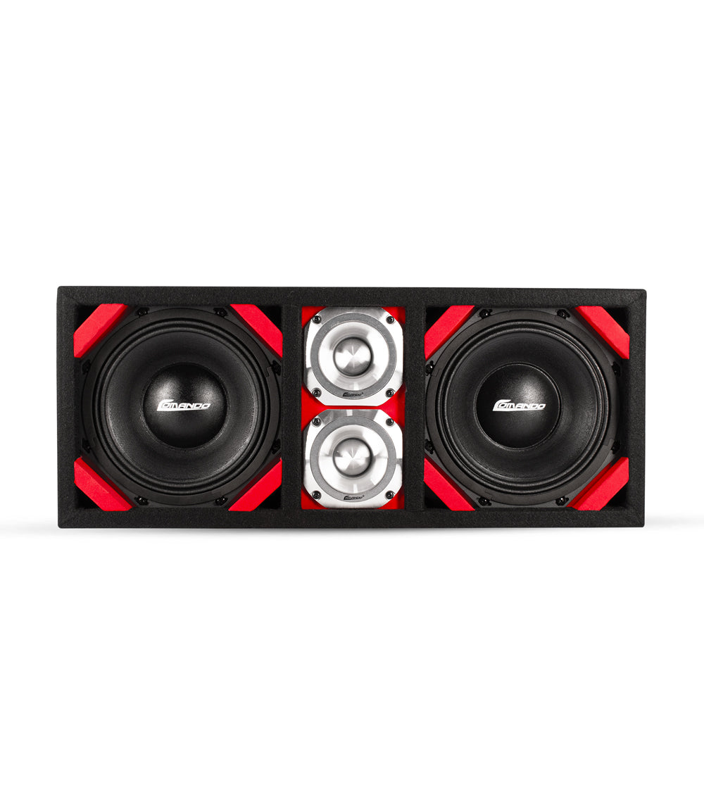 KTPONV2-208RED / DUAL 8" RED LOADED PORTED BOX + 2 TWEETER