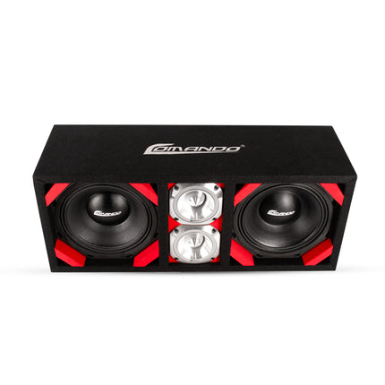 KTPONV2-208RED / DUAL 8" RED LOADED PORTED BOX + 2 TWEETER