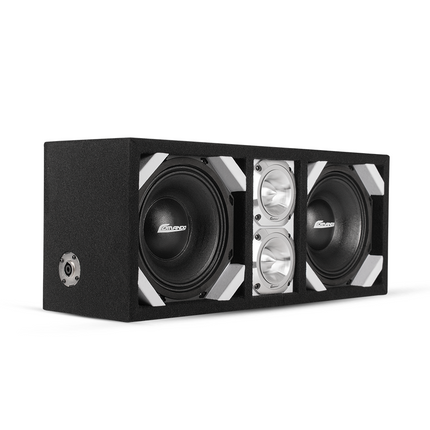 KTPONV2-208WHITE / DUAL 8" WHITE LOADED PORTED BOX + 2 TWEETER